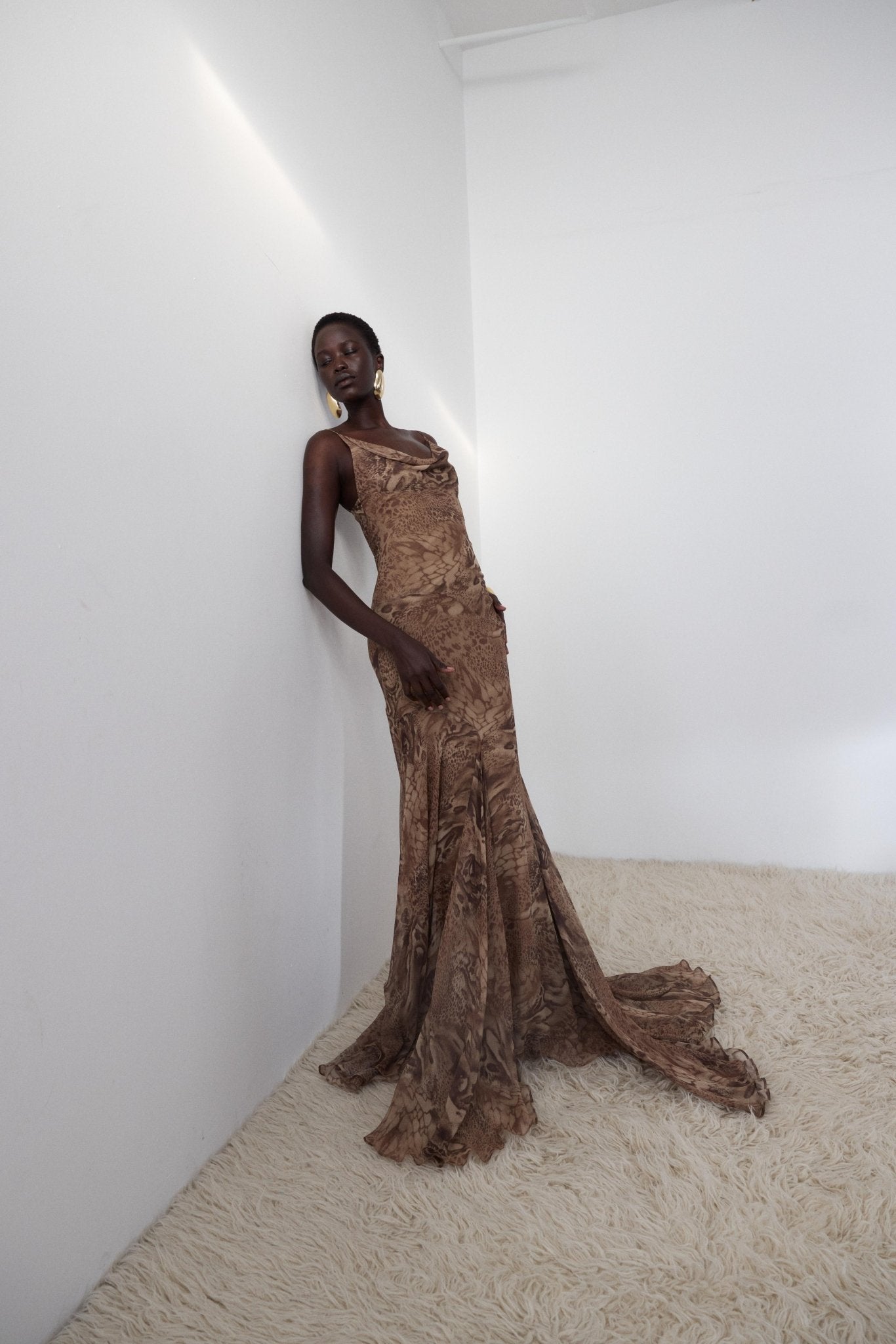 ATTICA MAXI DRESS IN GUEPARDO SILK CHIFFON - De La Vali