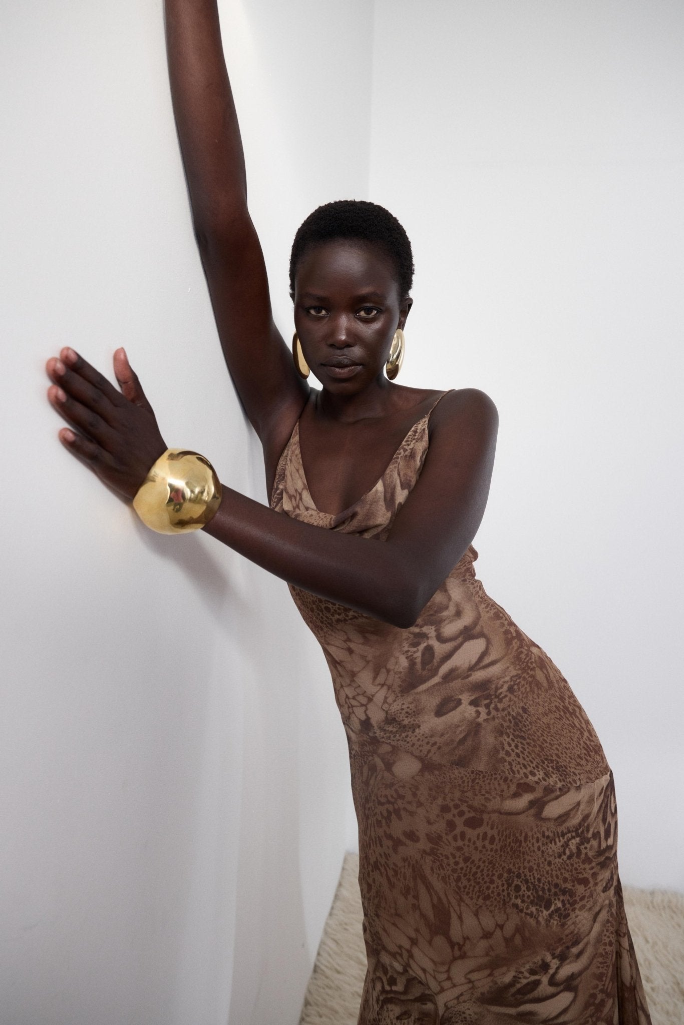 ATTICA MAXI DRESS IN GUEPARDO SILK CHIFFON - De La Vali