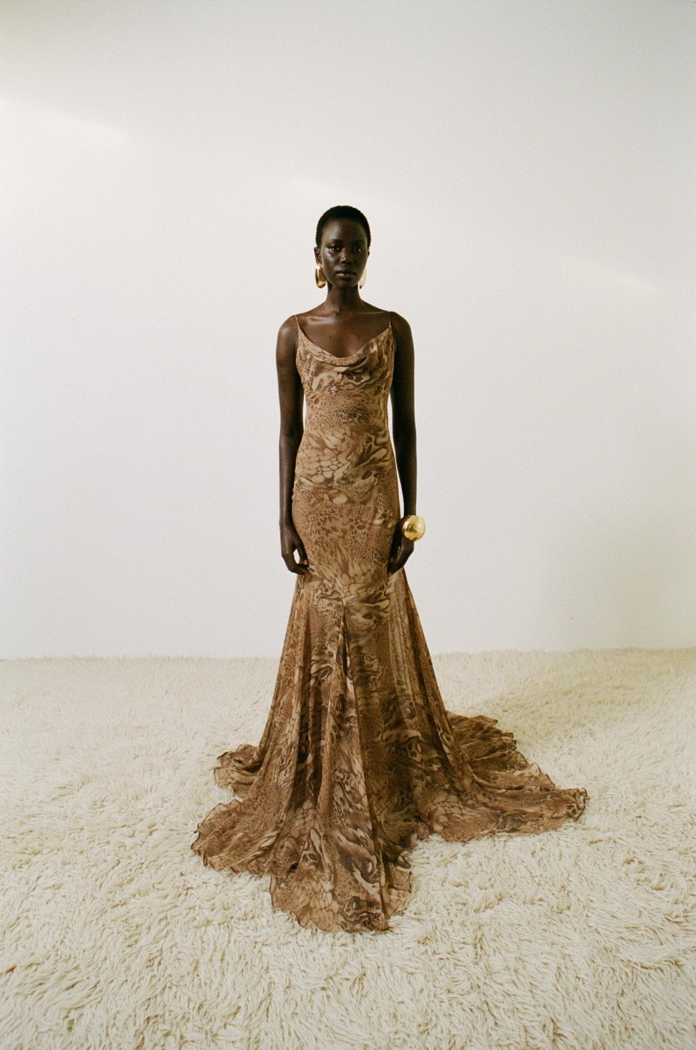 ATTICA MAXI DRESS IN GUEPARDO SILK CHIFFON - De La Vali