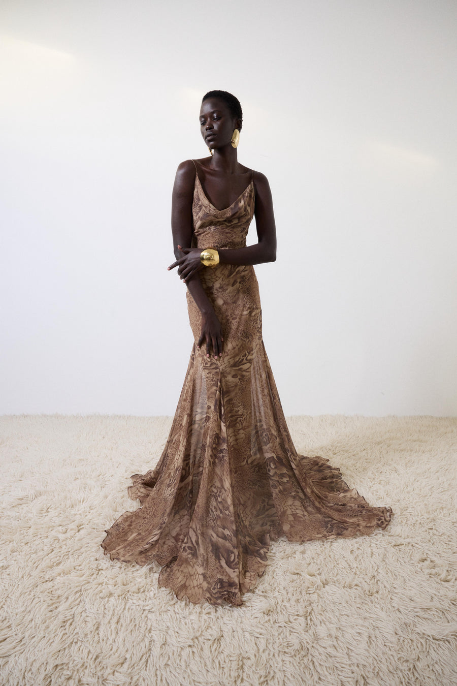 ATTICA MAXI DRESS IN GUEPARDO SILK CHIFFON