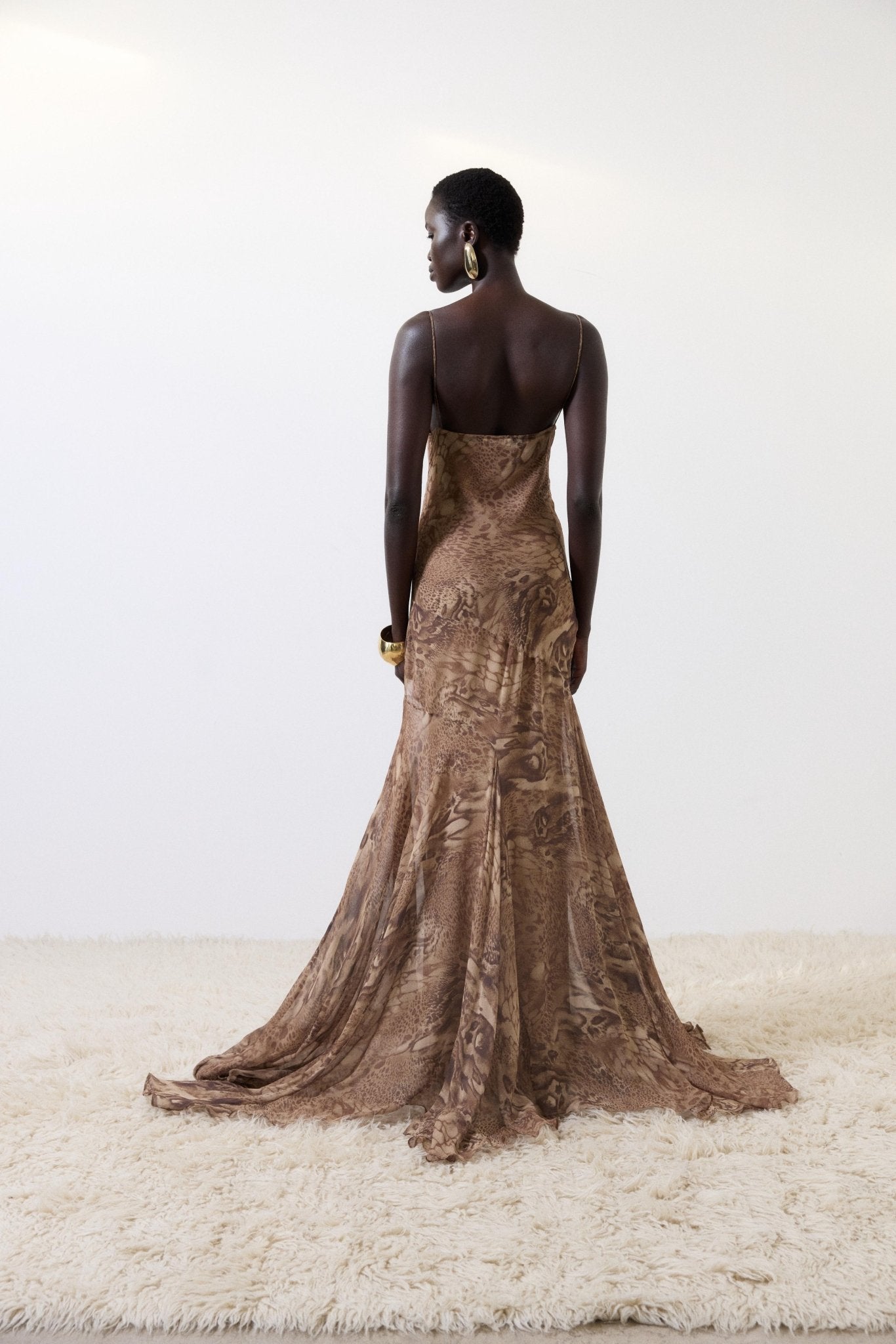 ATTICA MAXI DRESS IN GUEPARDO SILK CHIFFON - De La Vali