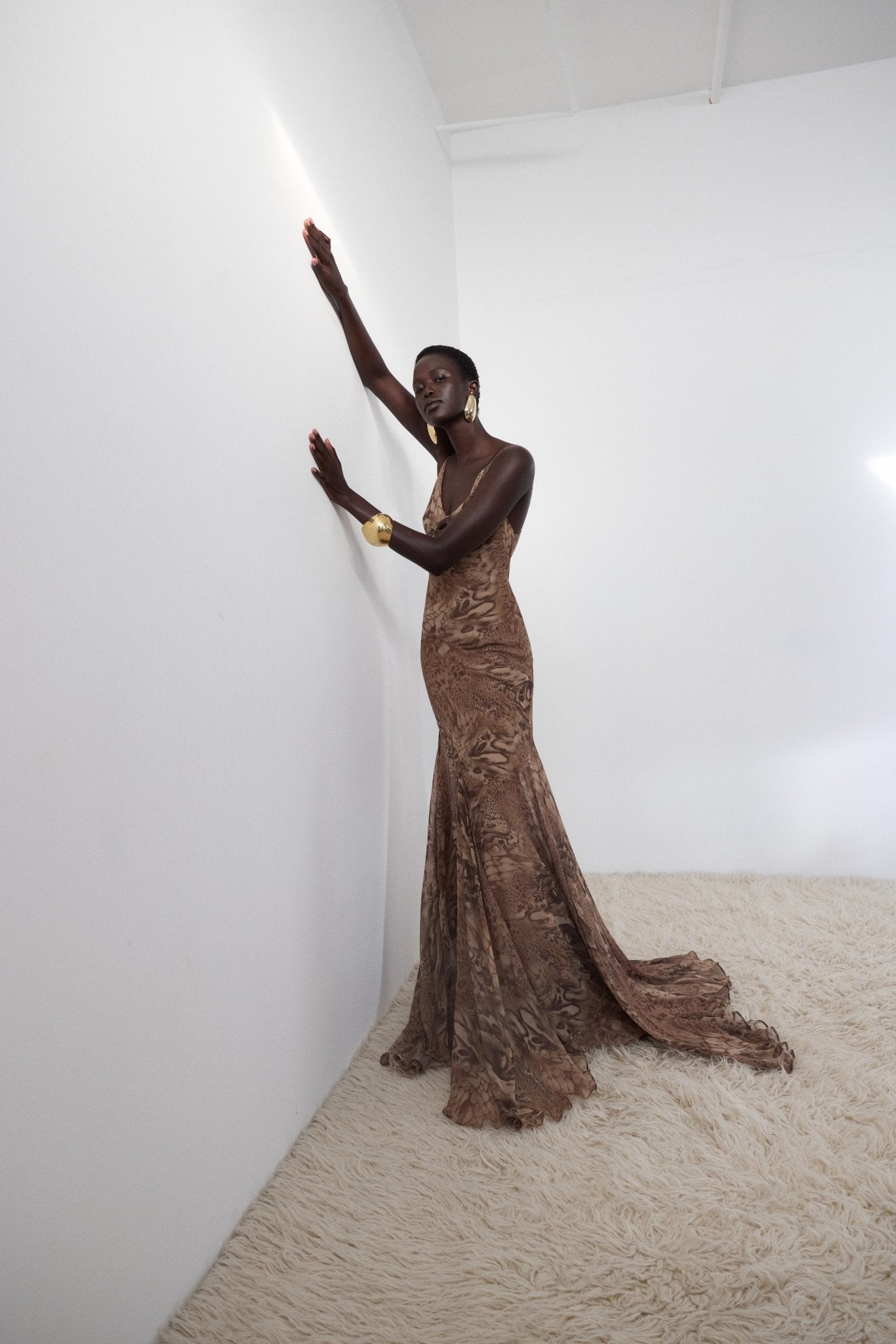 ATTICA MAXI DRESS IN GUEPARDO SILK CHIFFON - De La Vali