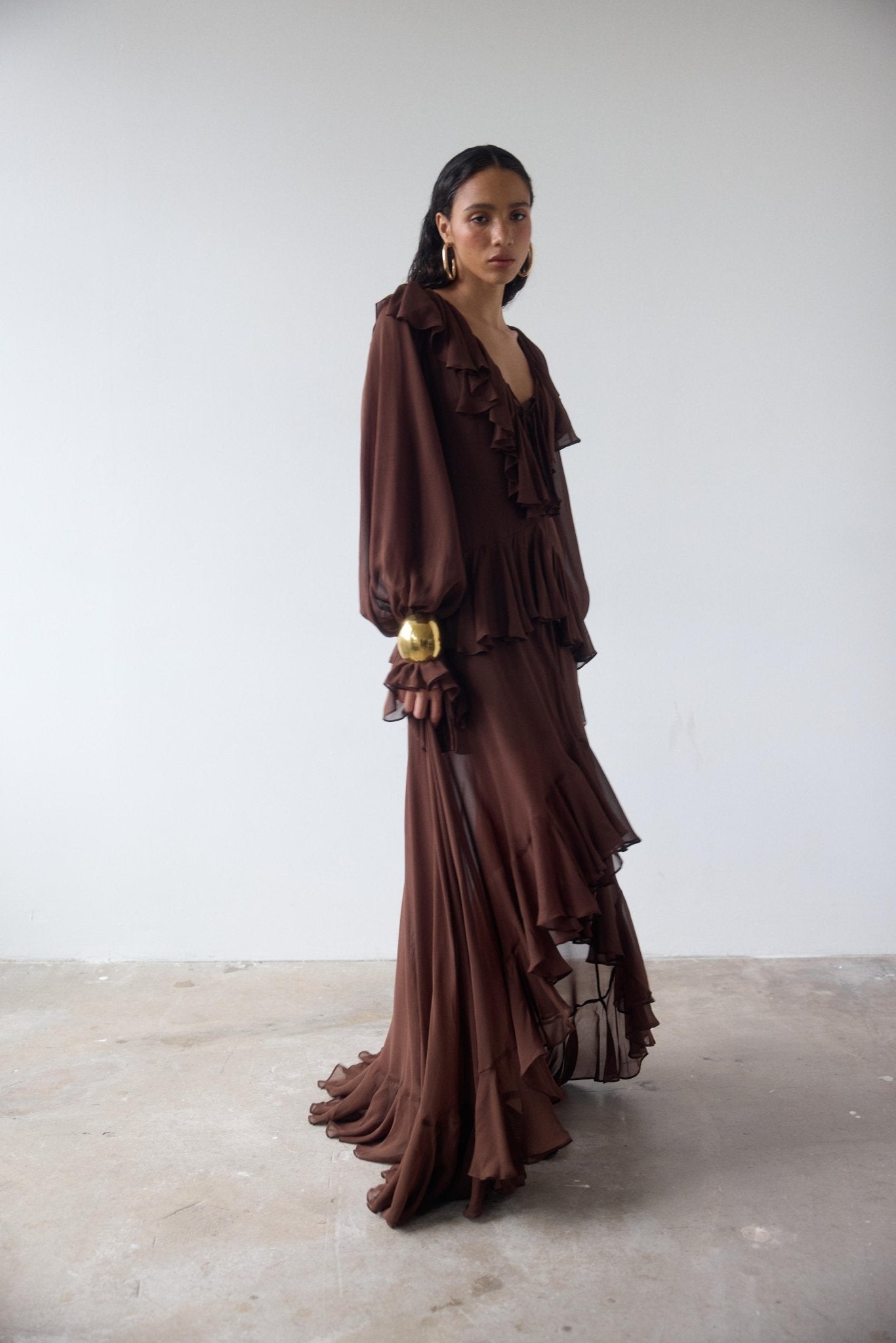 KONA MAXI DRESS IN CEDAR GEORGETTE - De La Vali