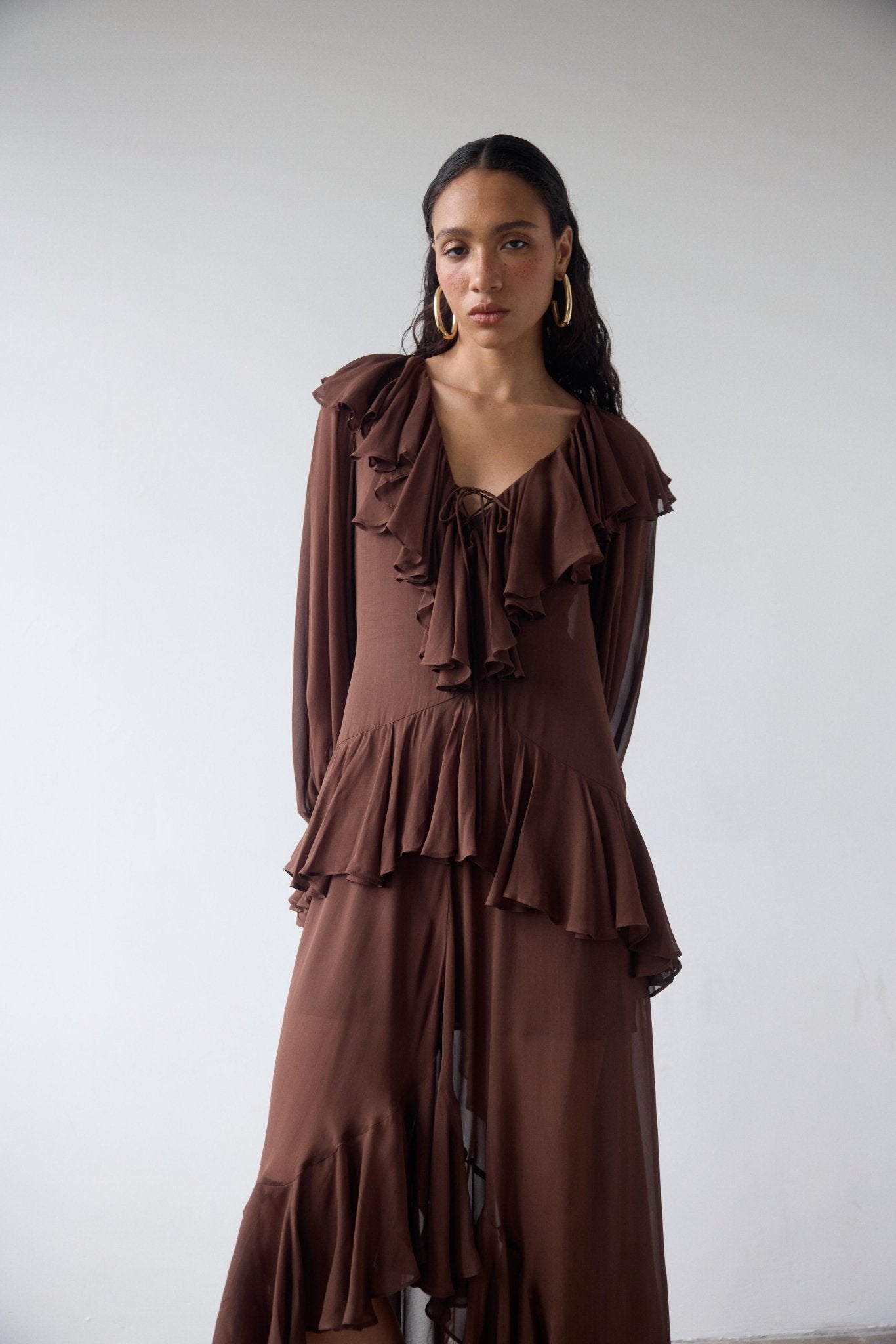 KONA MAXI DRESS IN CEDAR GEORGETTE - De La Vali