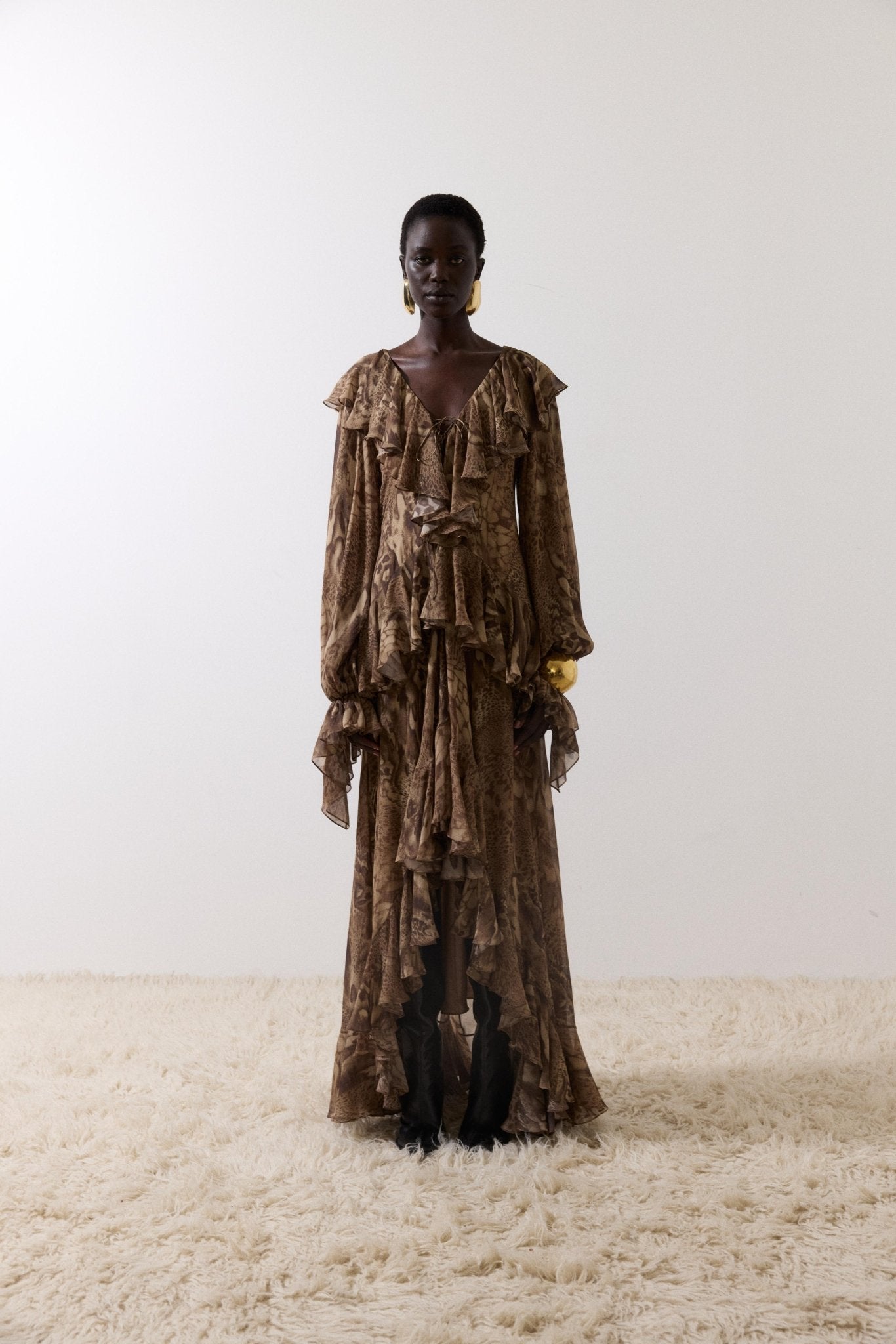 KONA MAXI DRESS IN GUEPARDO GEORGETTE CHIFFON - De La Vali