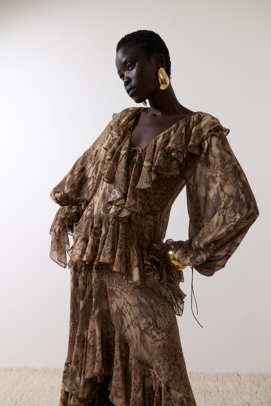 KONA MAXI DRESS IN GUEPARDO GEORGETTE CHIFFON