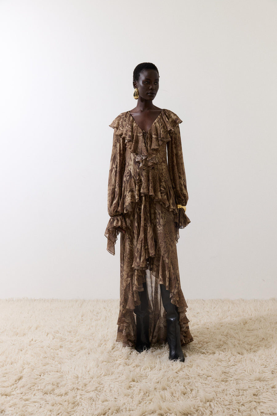 KONA MAXI DRESS IN GUEPARDO GEORGETTE CHIFFON