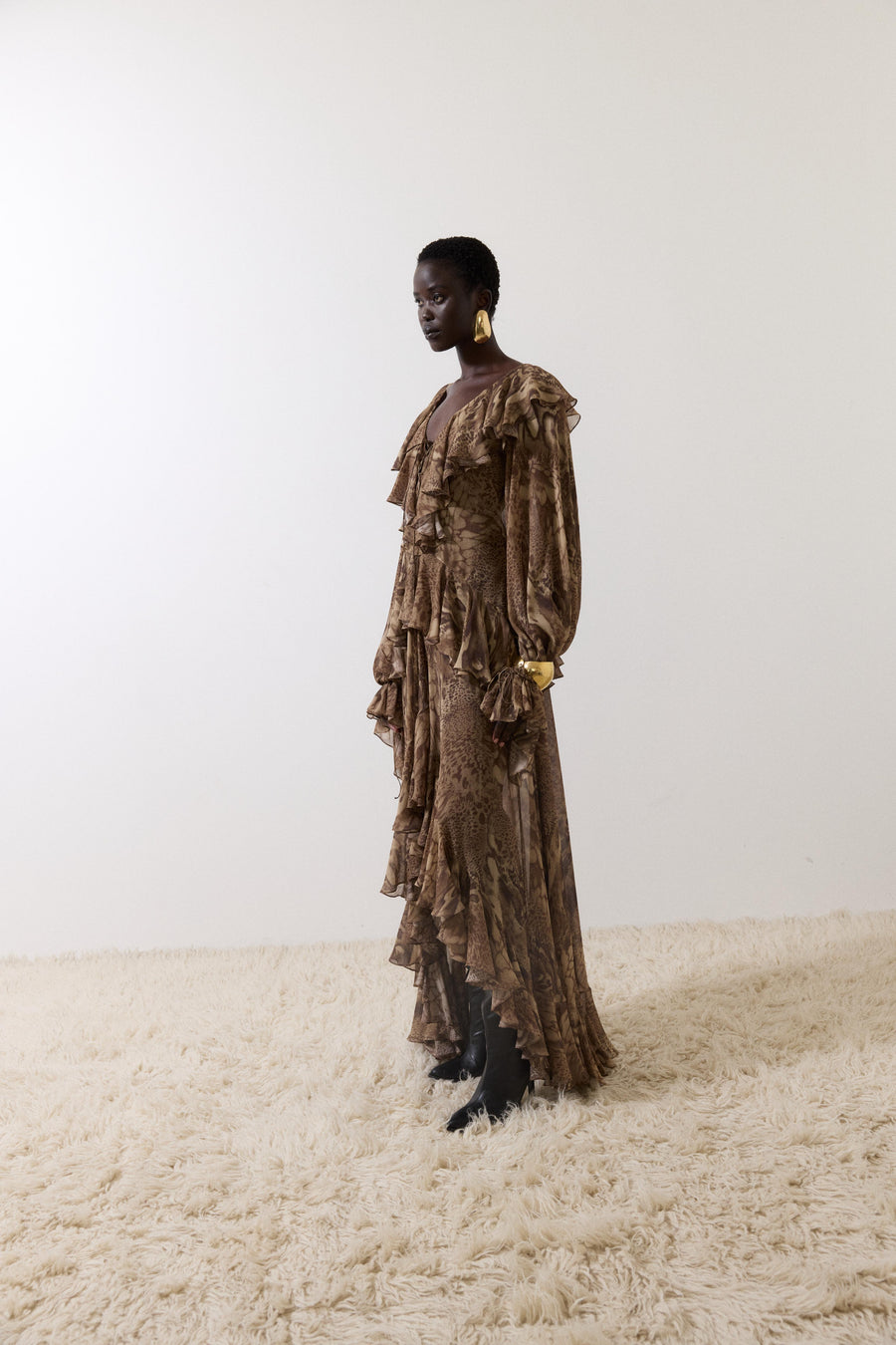KONA MAXI DRESS IN GUEPARDO GEORGETTE CHIFFON