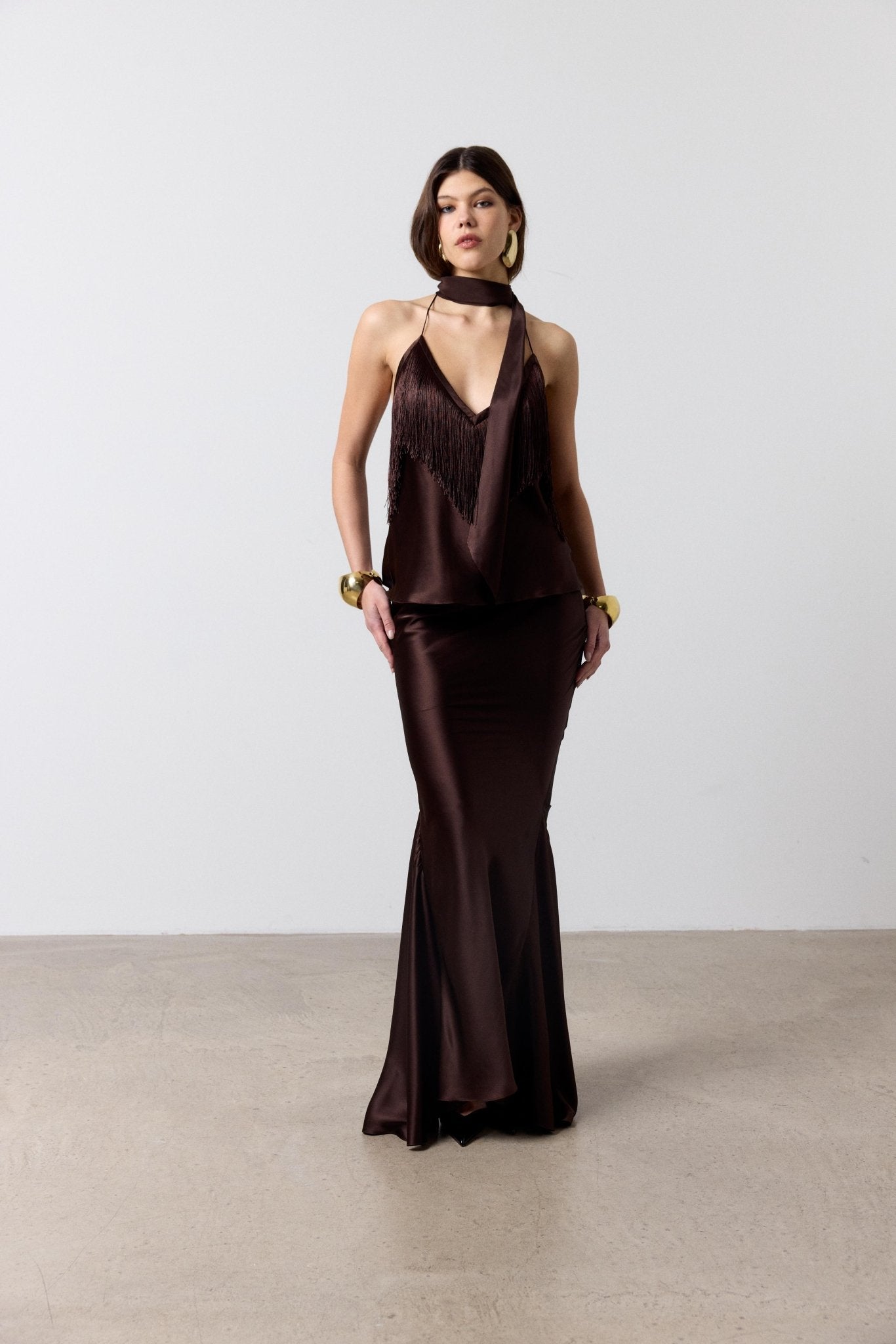 SIROCCO TOP IN CEDAR SILK SATIN - De La Vali