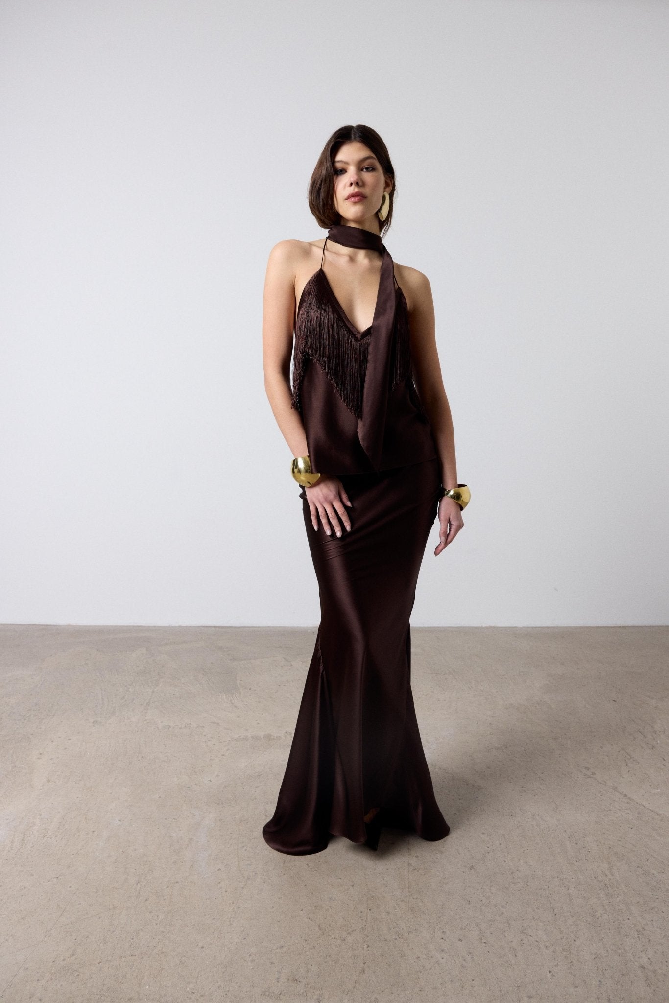 SIROCCO TOP IN CEDAR SILK SATIN - De La Vali