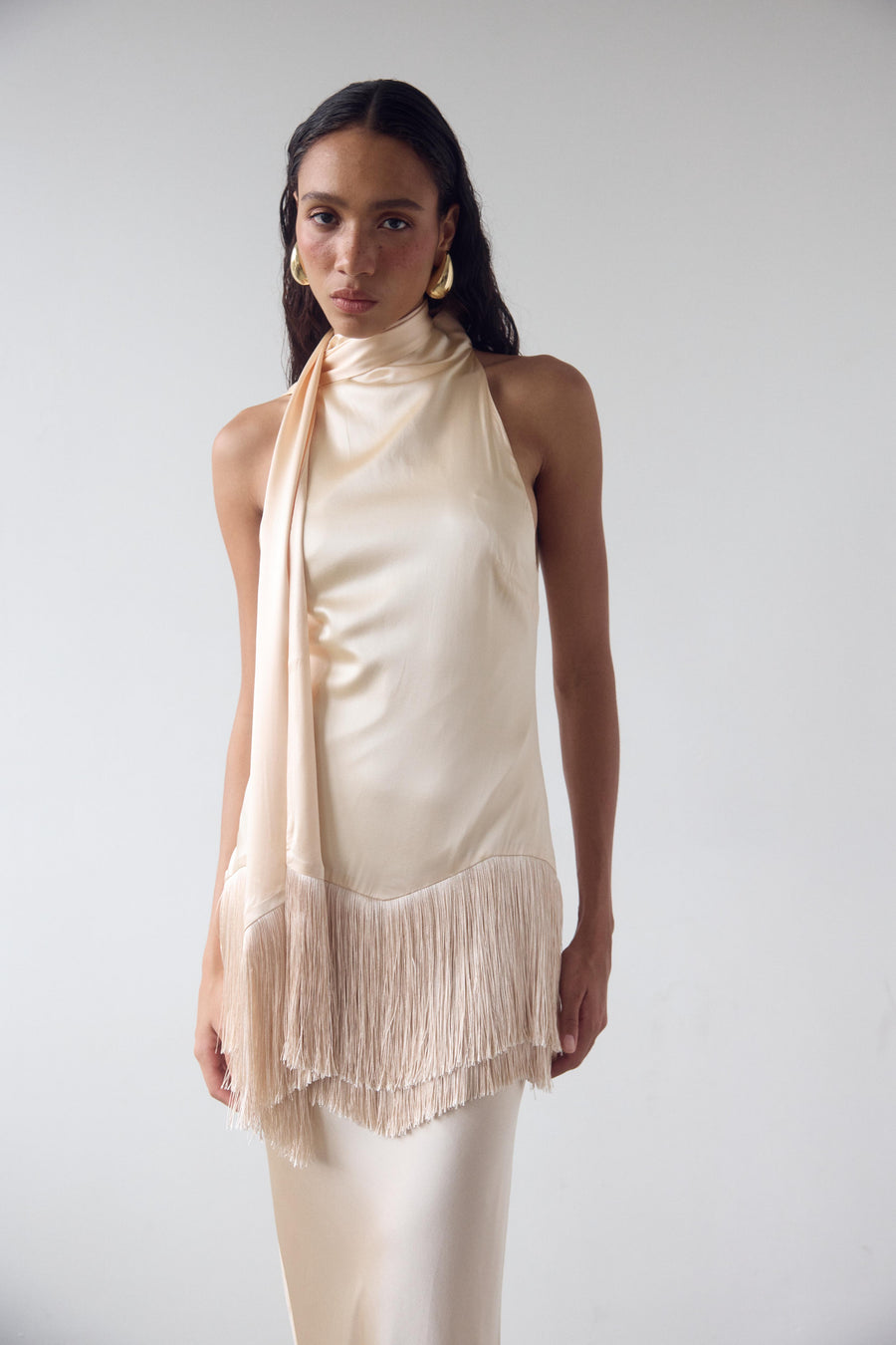 KHAMSIN MAXI DRESS IN CREAM SILK SATIN