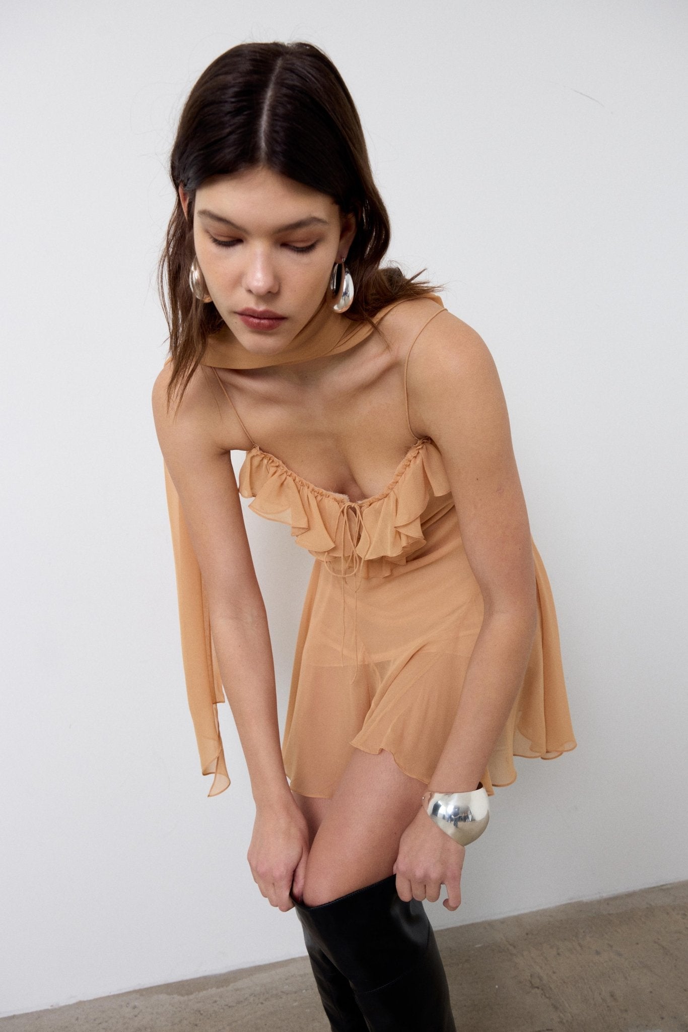 HARMATTAN MINI DRESS IN SHELL GEORGETTE - De La Vali