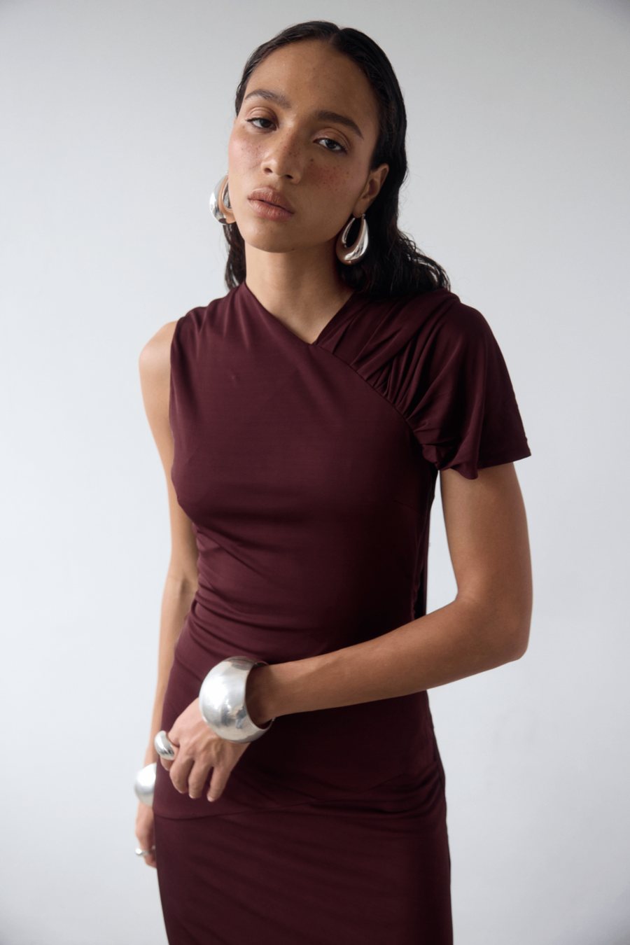 BRUBU MIDI DRESS IN EARTH JERSEY