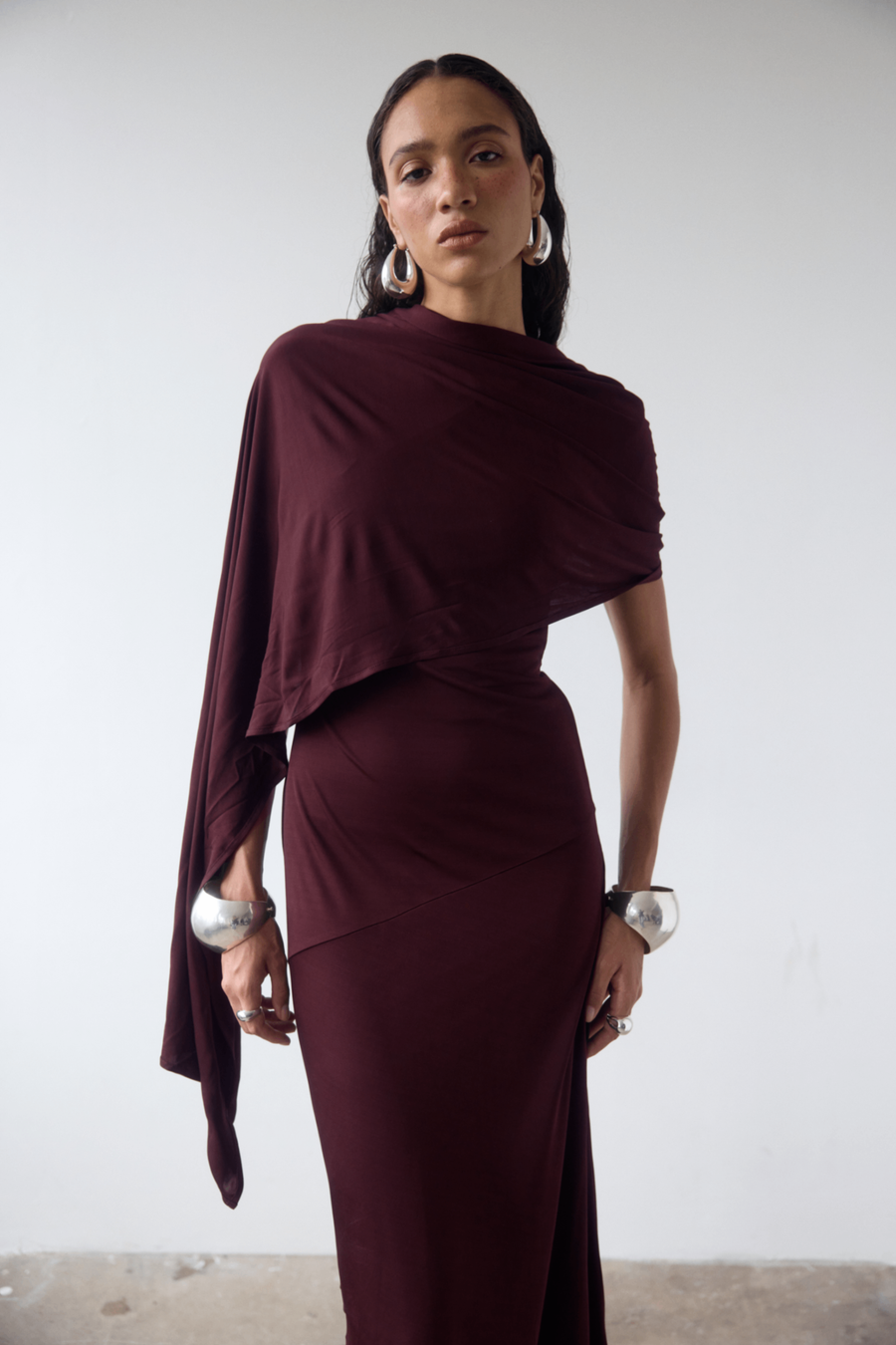 BRUBU MIDI DRESS IN EARTH JERSEY