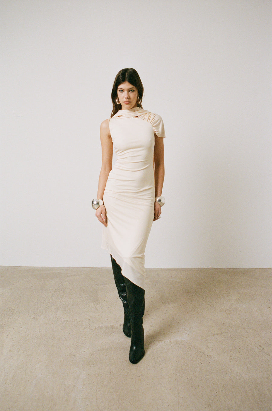 BRUBRU MIDI DRESS IN RAYON JERSEY