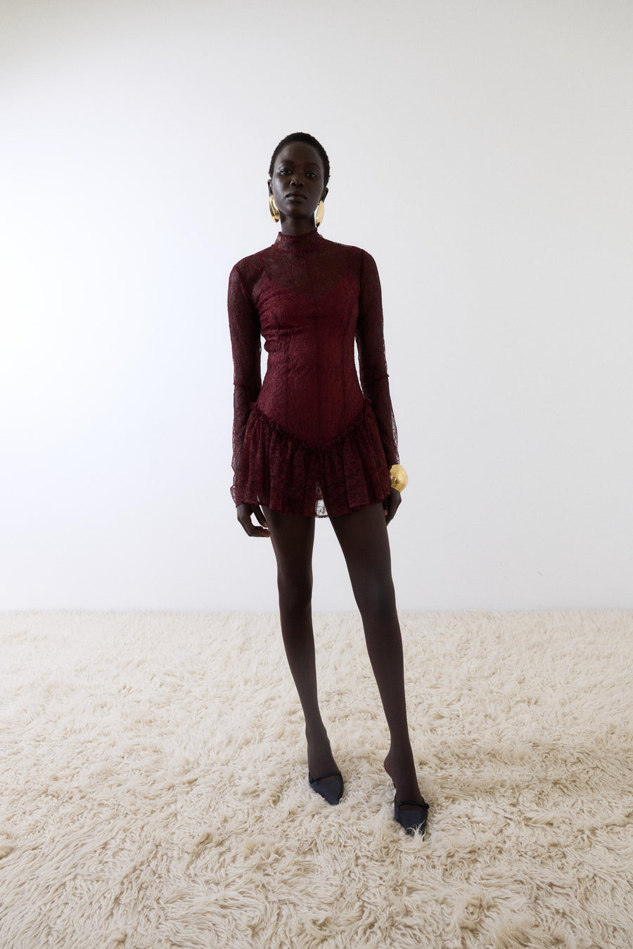 BRISA MINI DRESS IN EARTH LACE