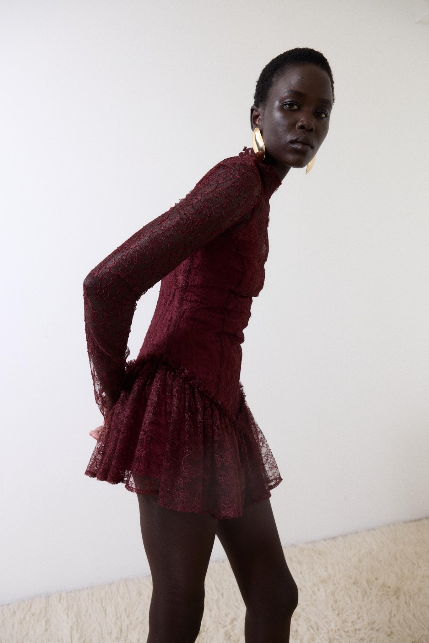 BRISA MINI DRESS IN EARTH LACE - De La Vali