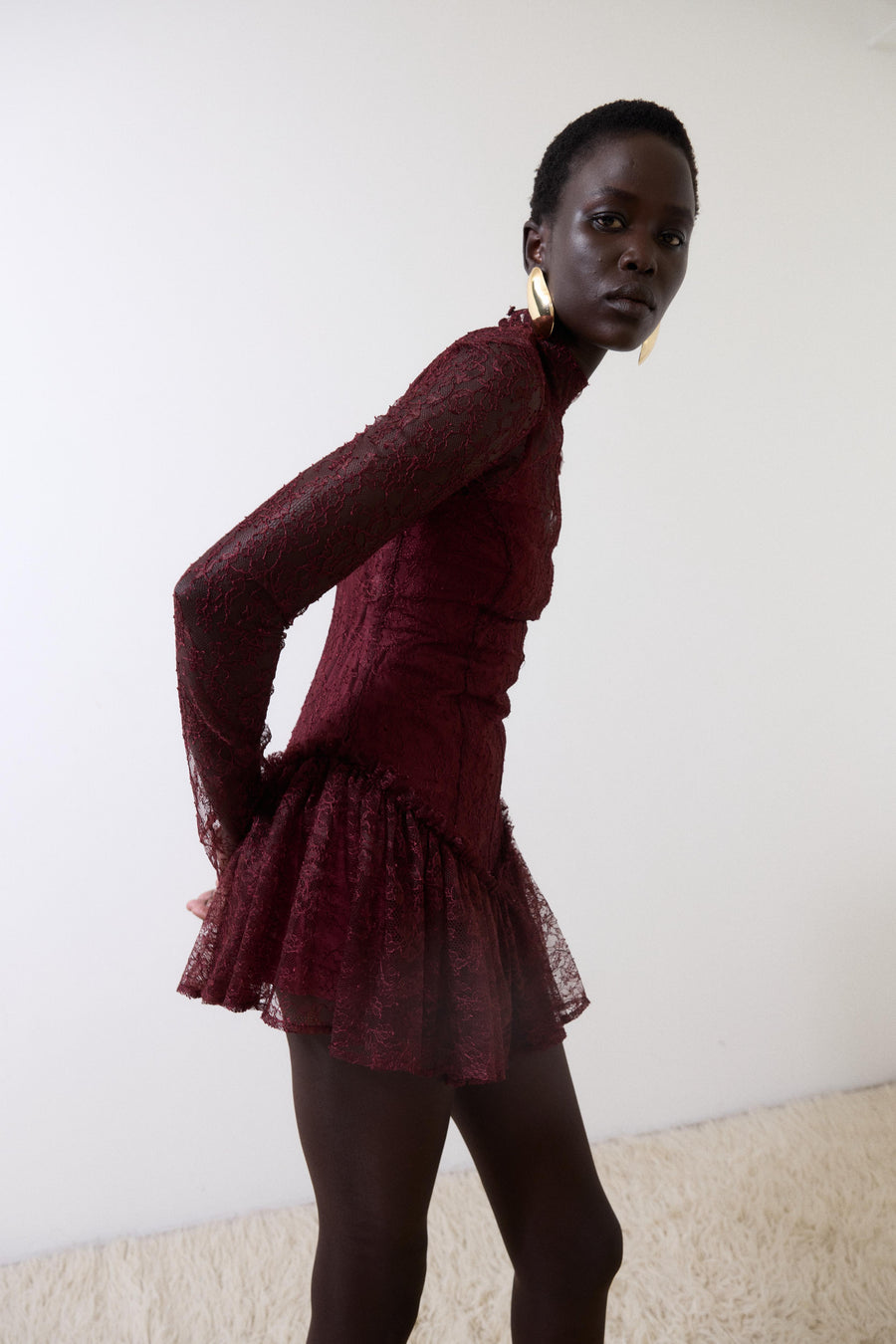 BRISA MINI DRESS IN EARTH LACE