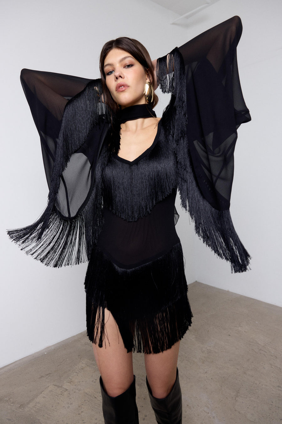 CRISTAL MINI DRESS IN POLY CHIFFON