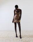 DORADA MINI DRESS IN GUEPARDO SILK SATIN