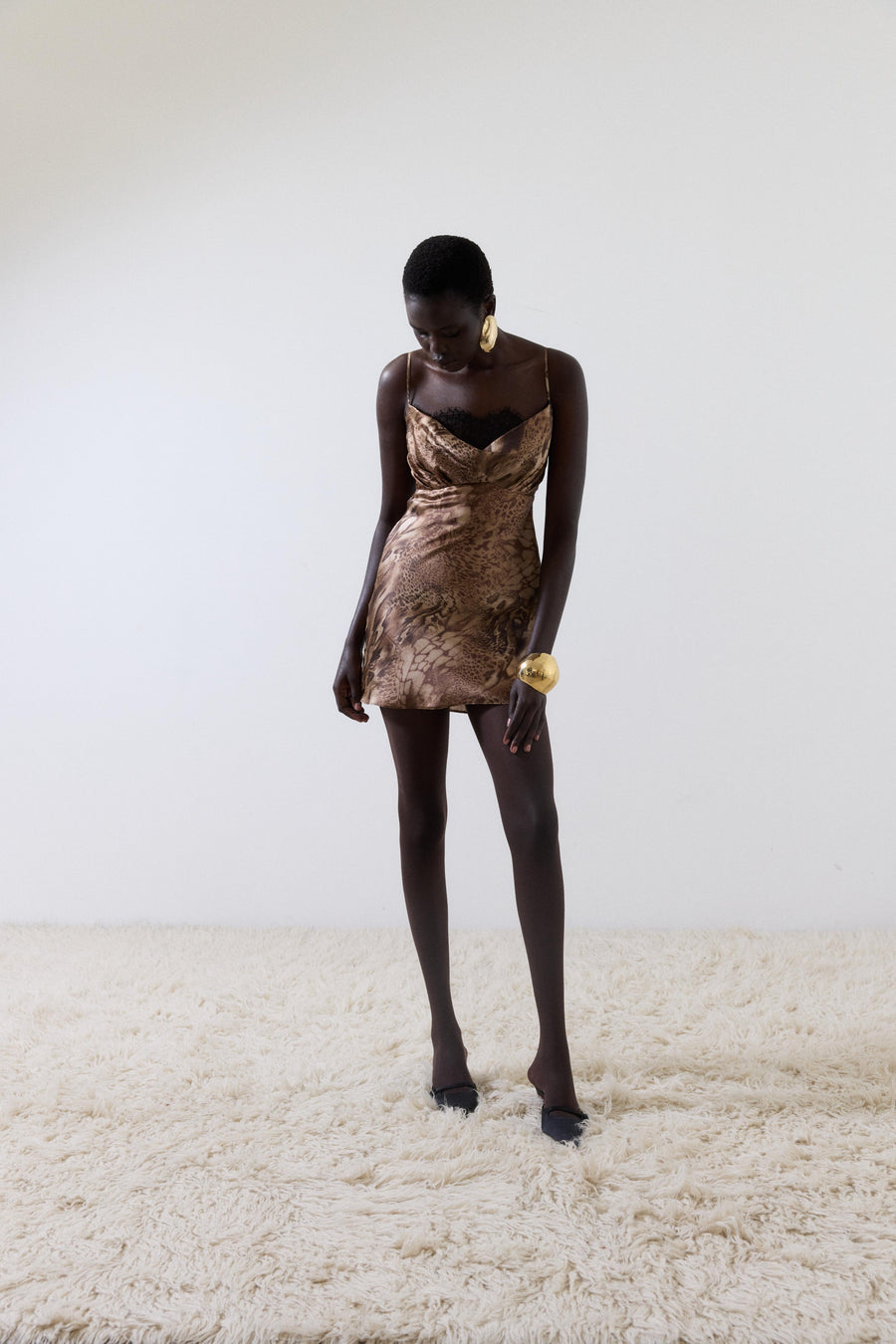 DORADA MINI DRESS IN GUEPARDO SILK SATIN