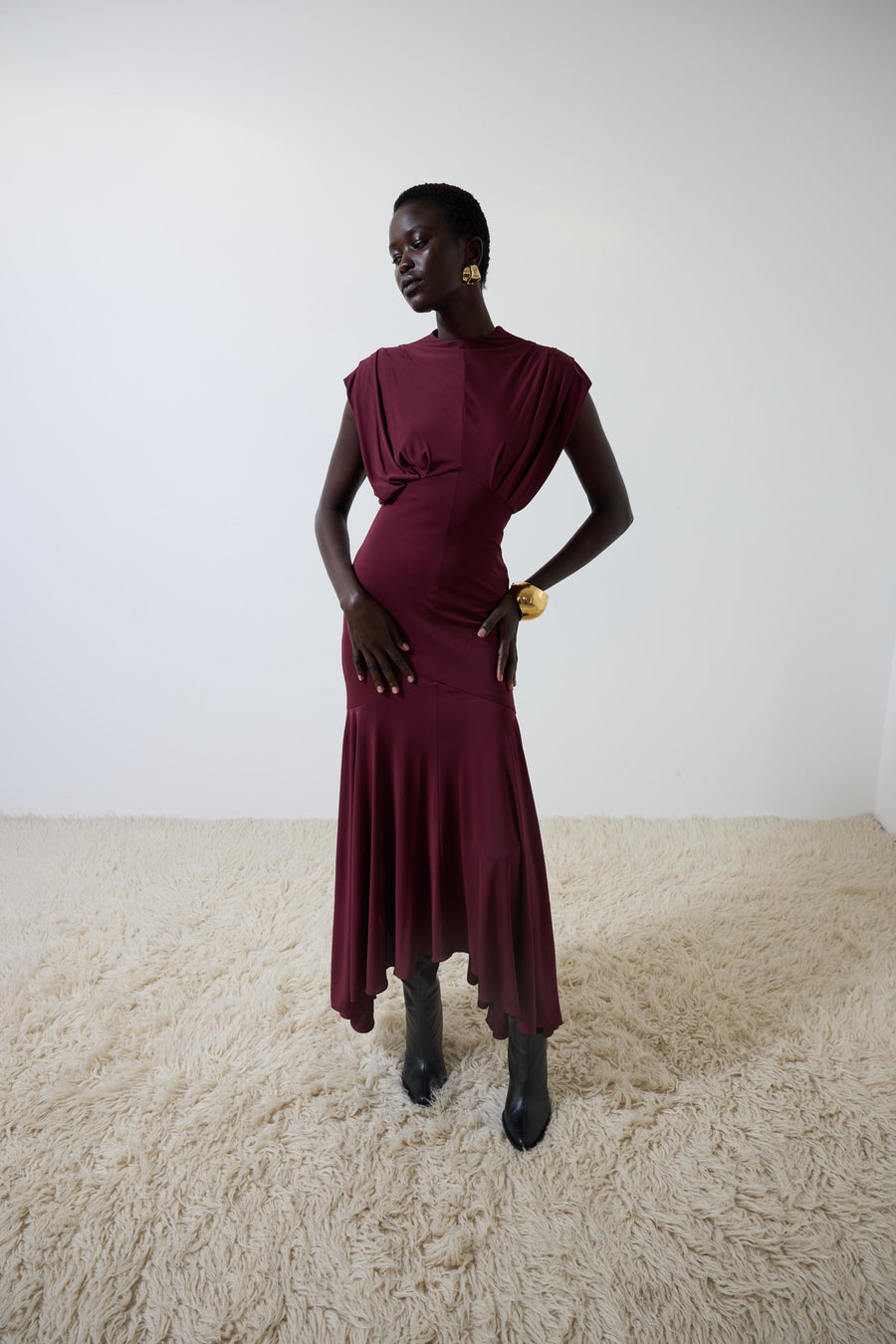 VASUDHA MIDI DRESS IN EARTH JERSEY