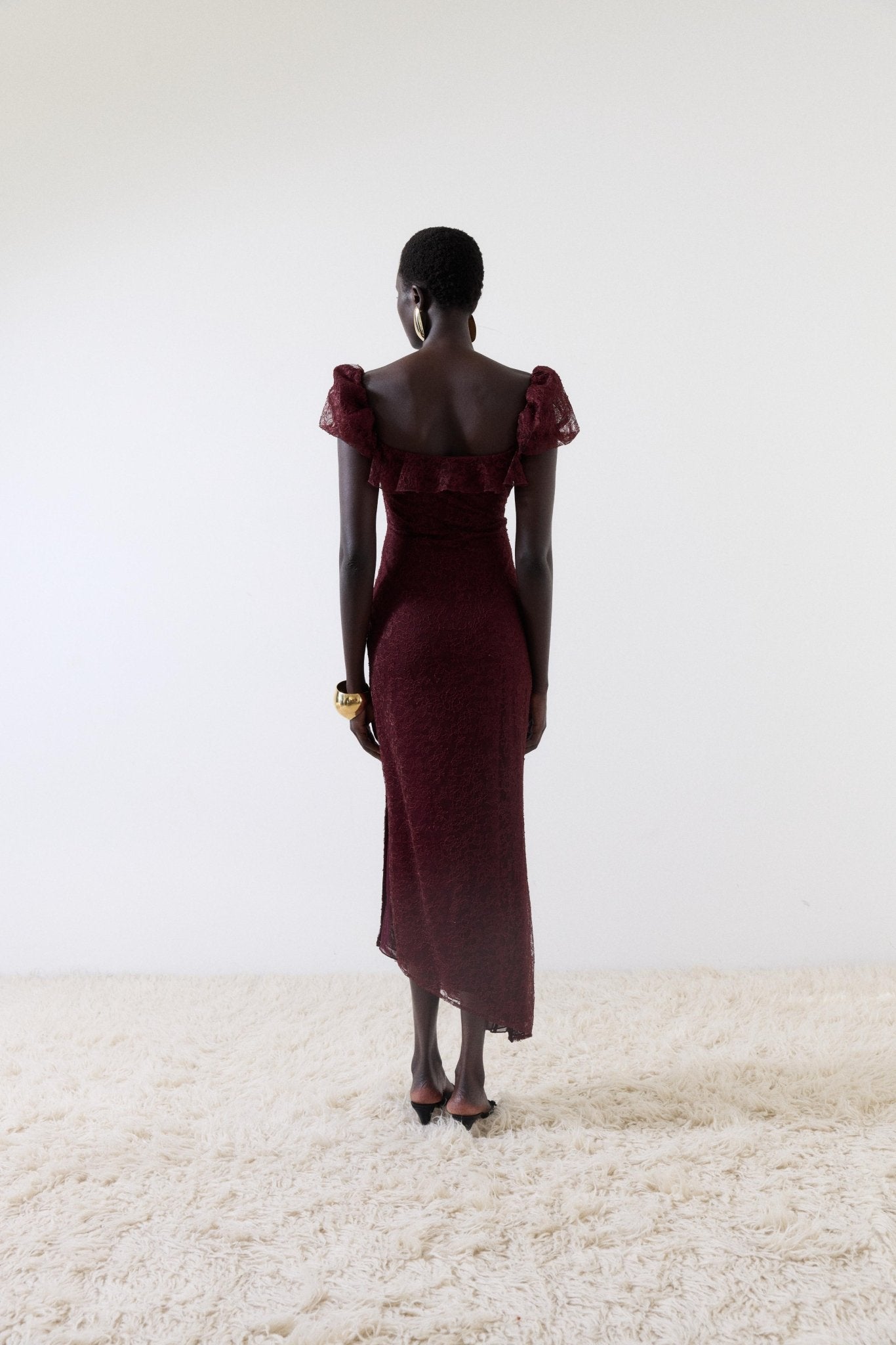 EDEN MIDI DRESS IN EARTH LACE - De La Vali