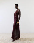 MISTRAL MIDI DRESS IN EARTH CHIFFON & LACE