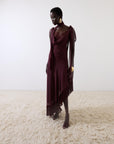 MISTRAL MIDI DRESS IN EARTH CHIFFON & LACE