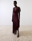 MISTRAL MIDI DRESS IN EARTH CHIFFON & LACE