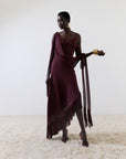 MISTRAL MIDI DRESS IN EARTH CHIFFON & LACE