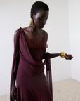 MISTRAL MIDI DRESS IN EARTH CHIFFON & LACE