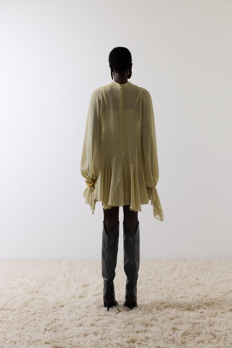 TERRAN MINI DRESS IN SAND GEORGETTE CHIFFON