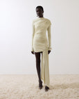 RAVEL MINI DRESS IN IVORY SPANDEX JERSEY