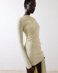 RAVEL MINI DRESS IN IVORY SPANDEX JERSEY