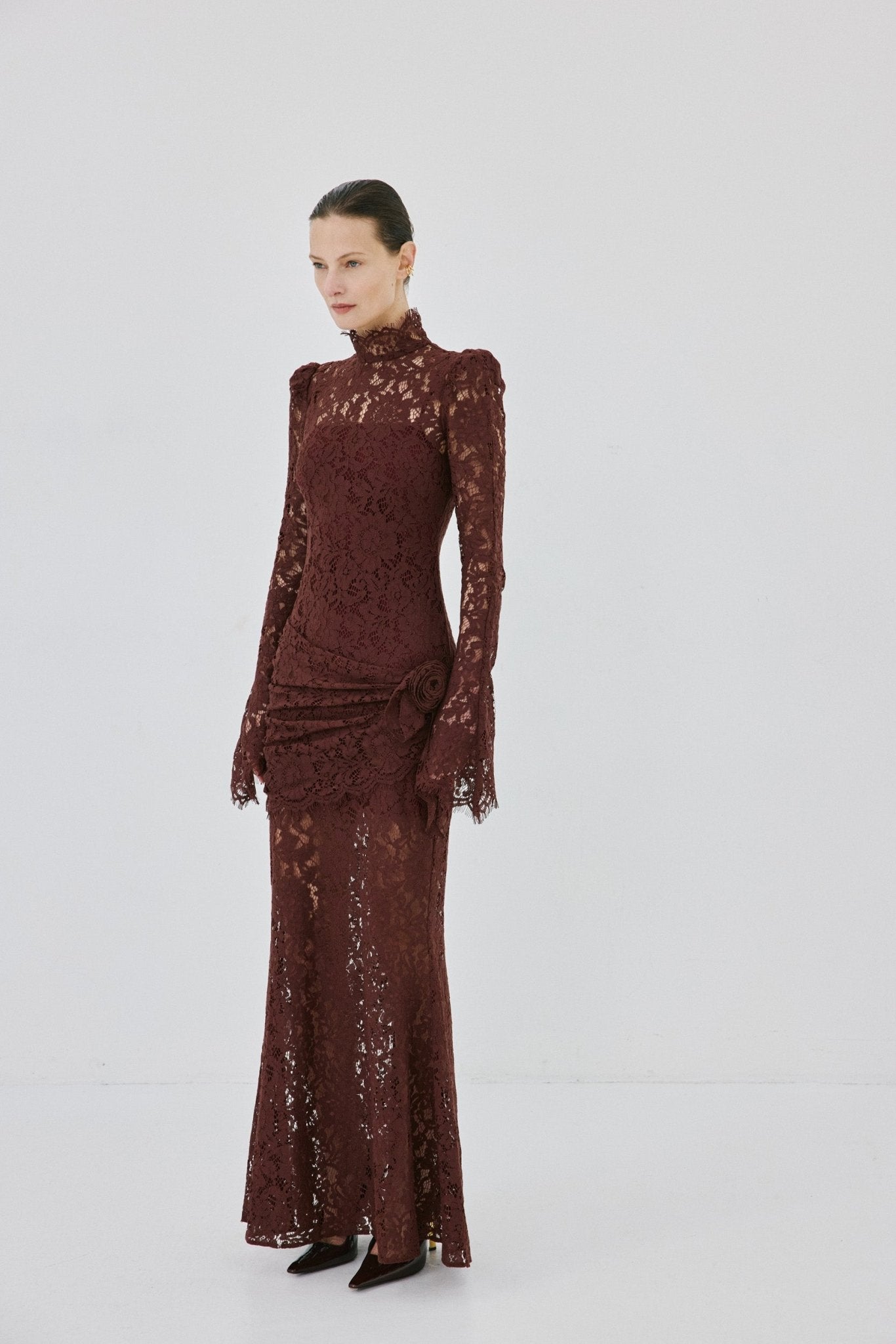 BODITA MAXI DRESS IN PLUM COTTON LACE