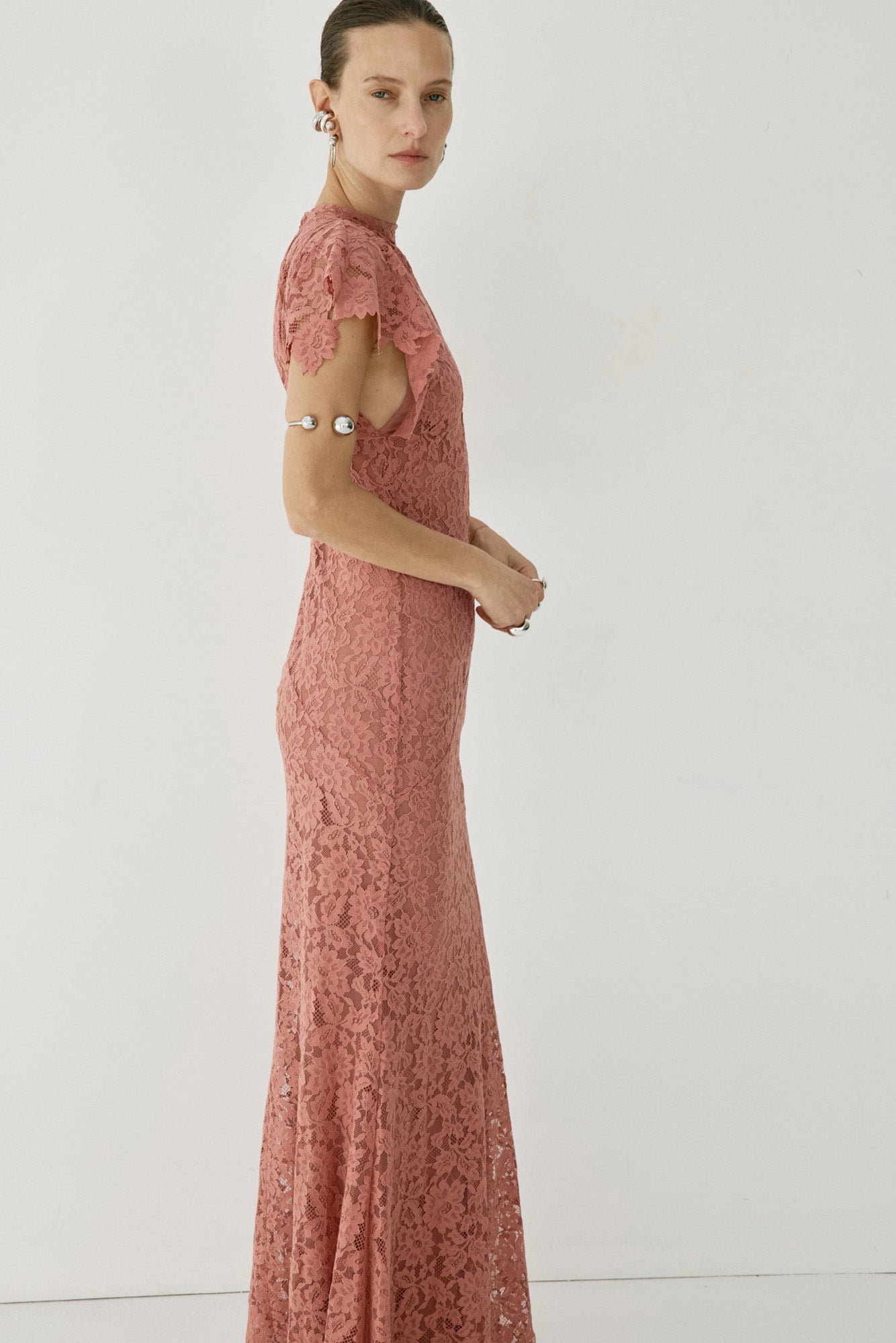 LAIA MAXI DRESS DUSTY ROSE LACE - De La Vali