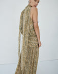CRUZ MAXI DRESS IN SERPIENTE YELLOW CHIFFON - De La Vali