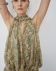 CRUZ MAXI DRESS IN SERPIENTE YELLOW CHIFFON - De La Vali