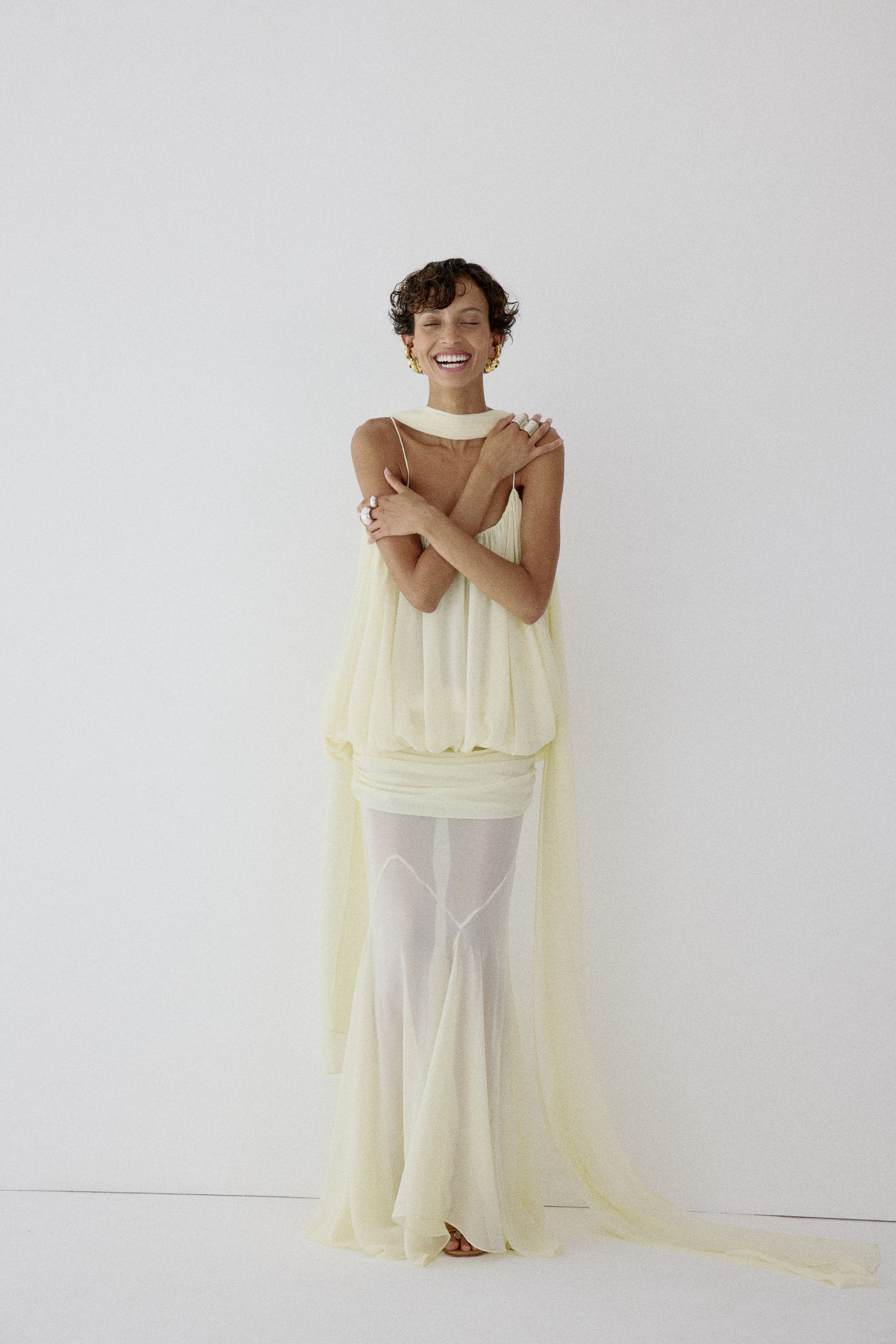 INARA MAXI DRESS IN BRIGHT CREAM CHIFFON