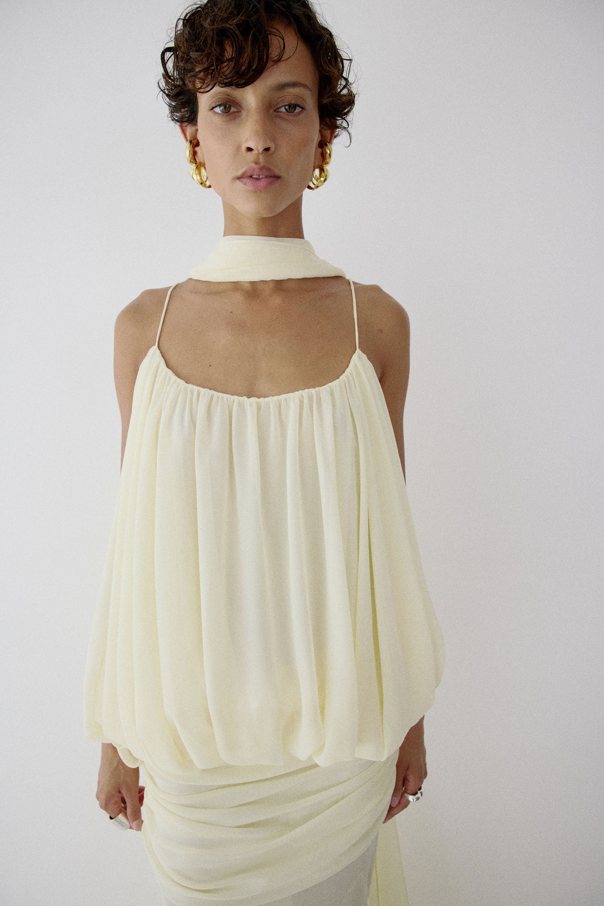 INARA MAXI DRESS IN BRIGHT CREAM CHIFFON