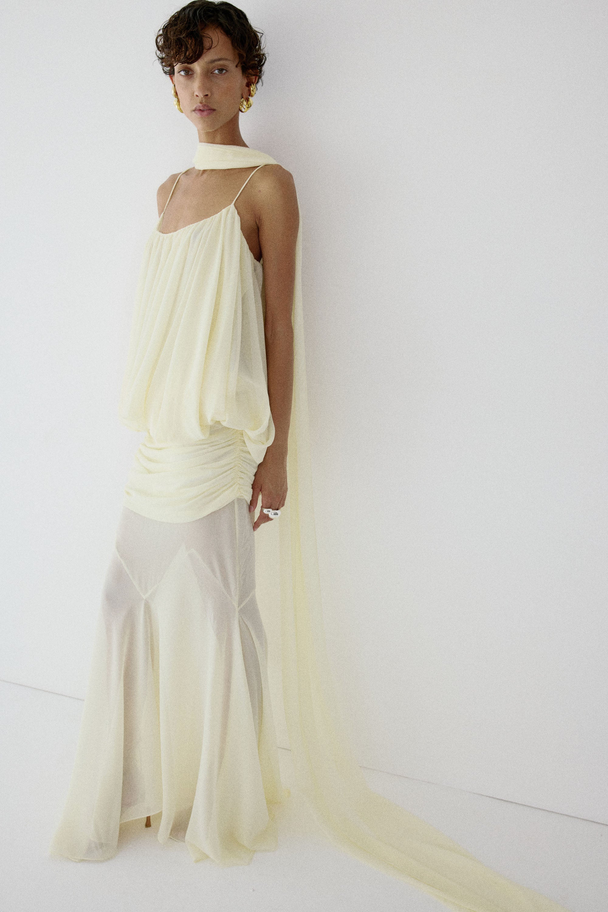 INARA MAXI DRESS IN BRIGHT CREAM CHIFFON
