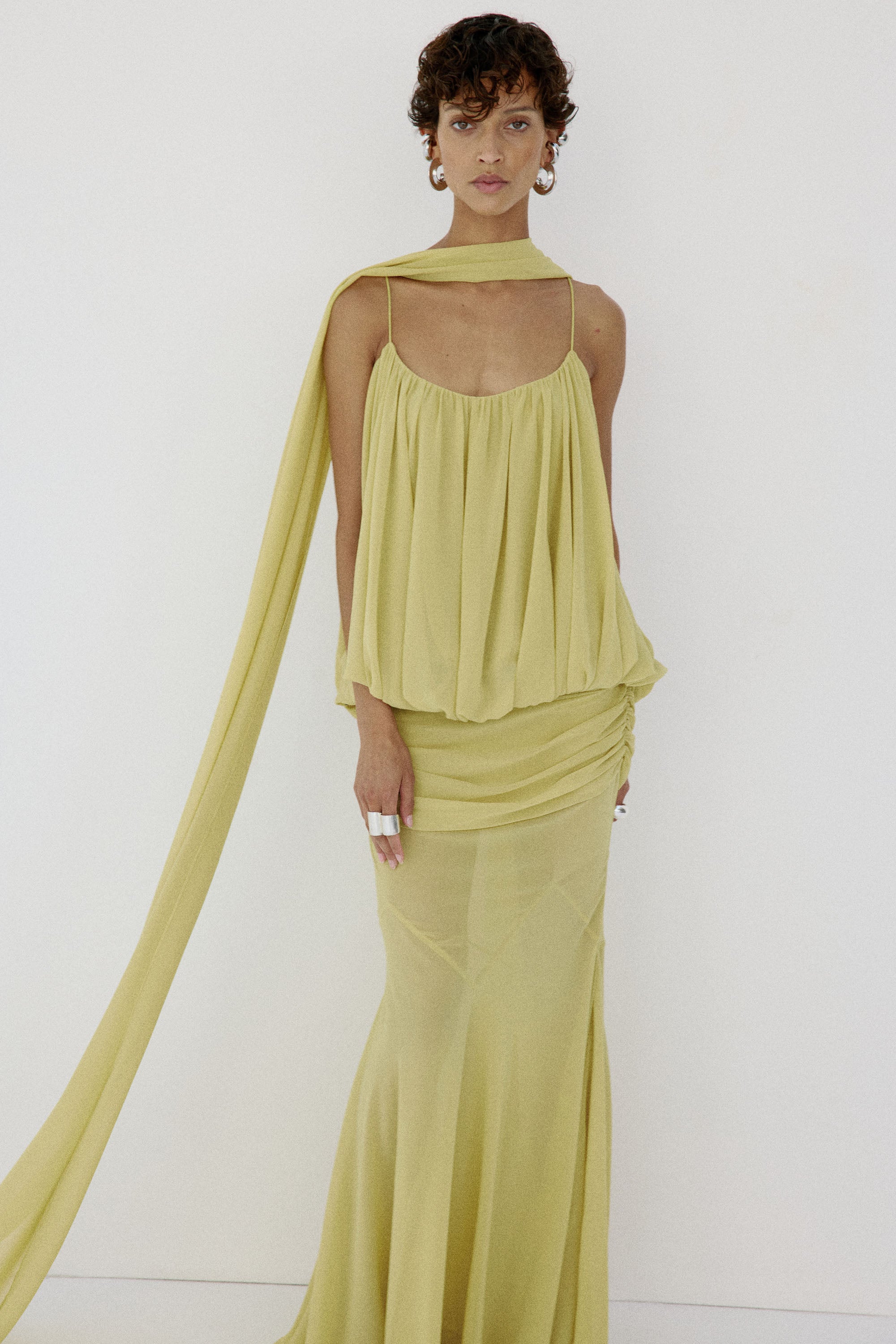 INARA MAXI DRESS IN PEAR CHIFFON
