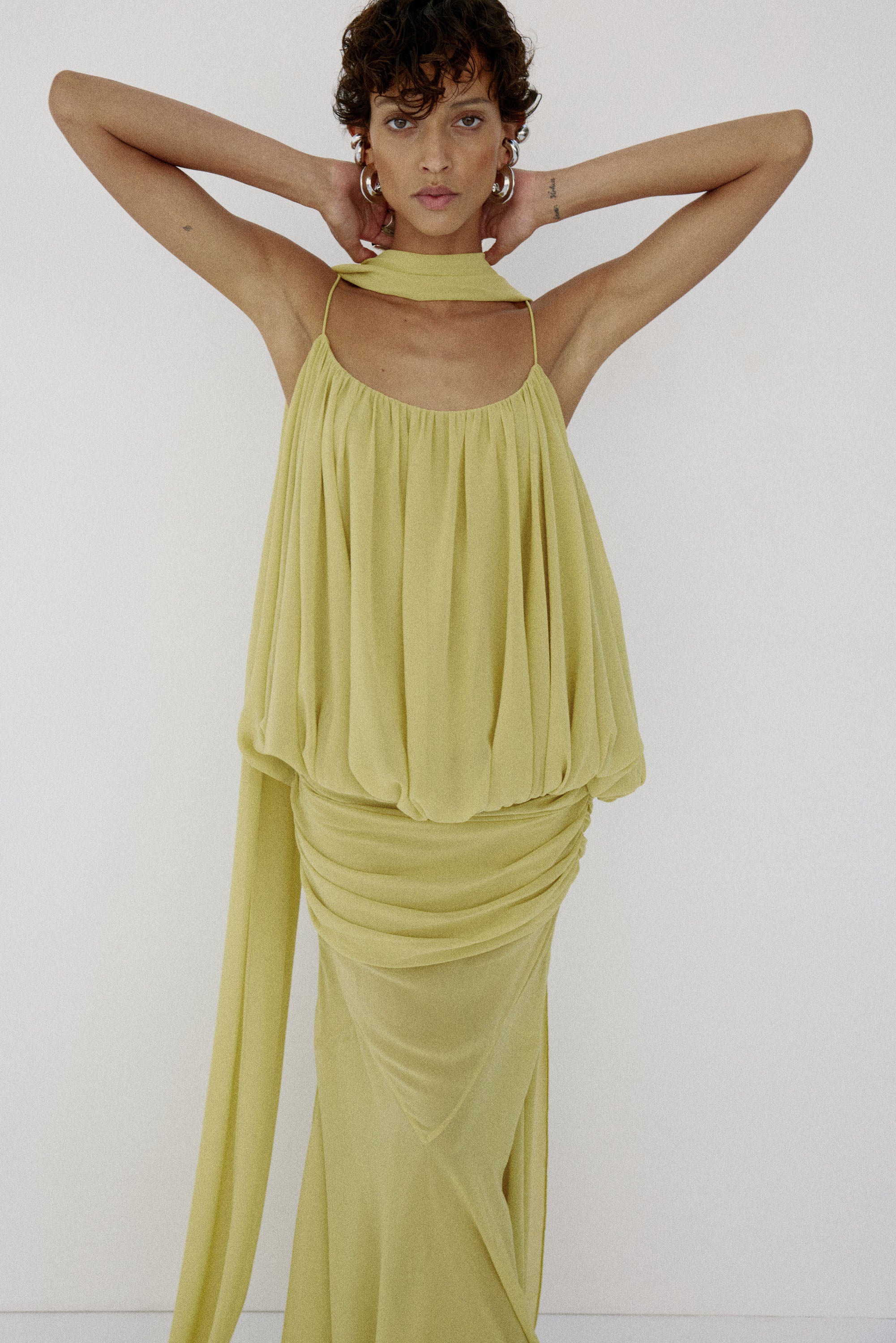 INARA MAXI DRESS IN PEAR CHIFFON