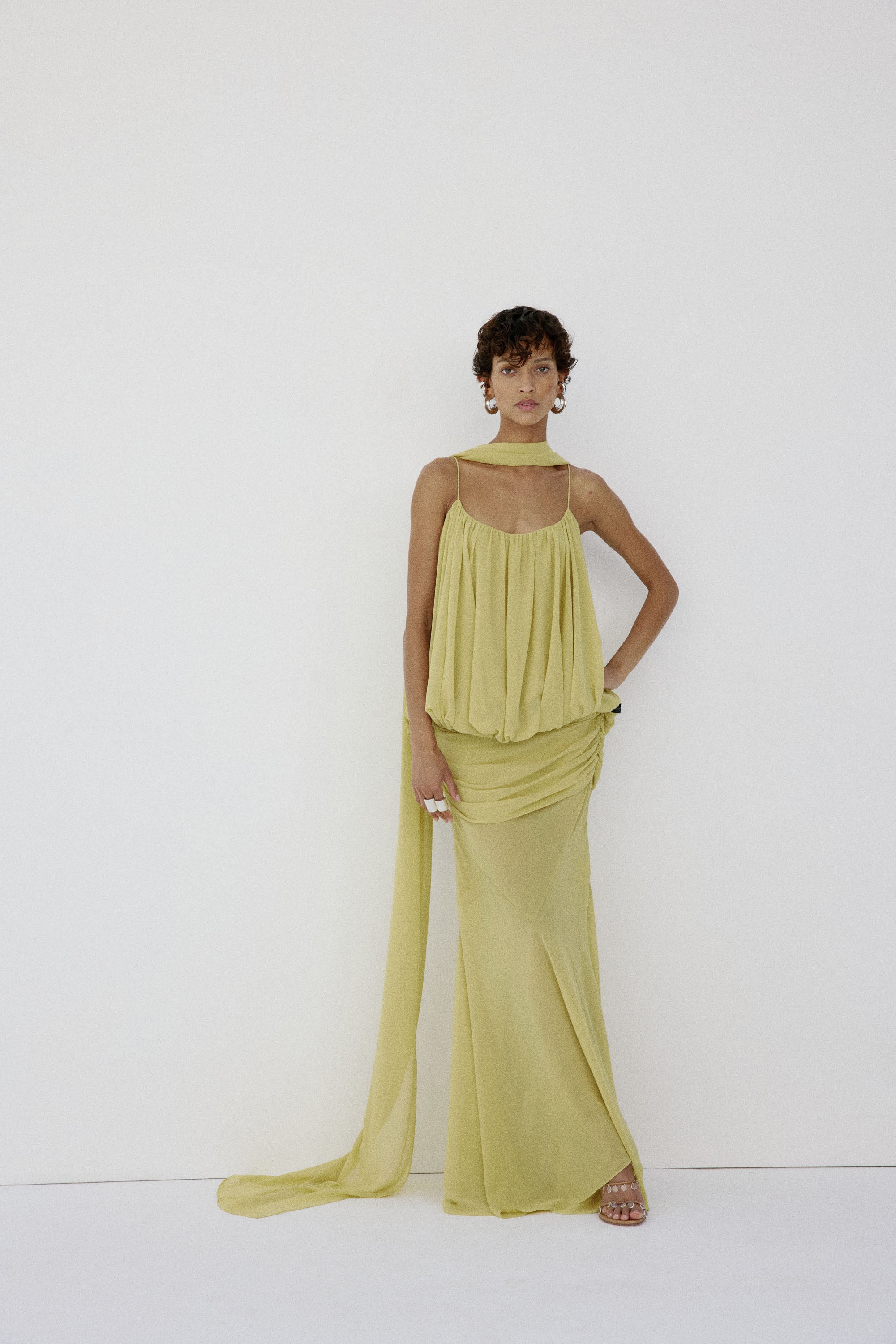 INARA MAXI DRESS IN PEAR CHIFFON