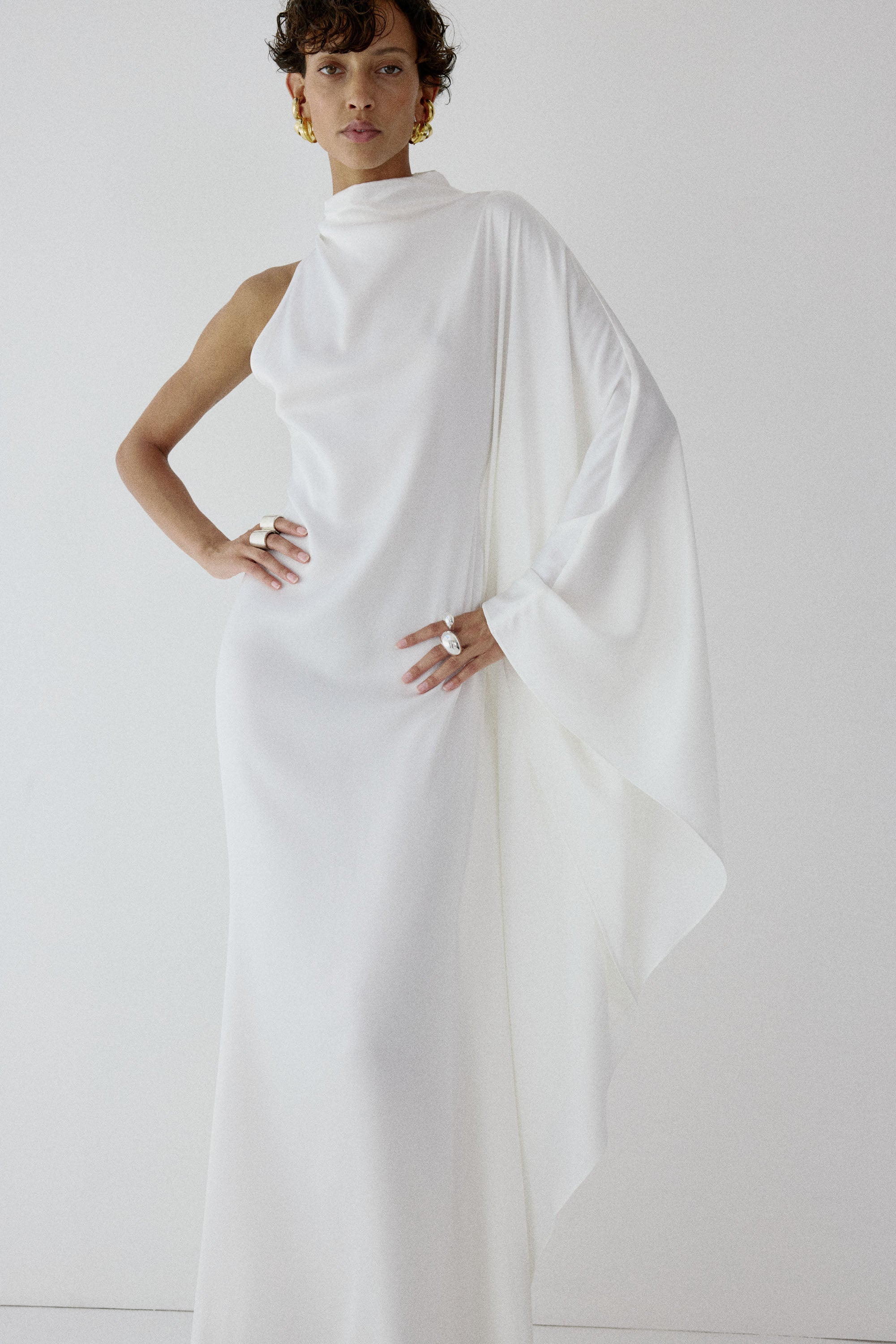 ODALUNA MAXI DRESS IN IVORY SATIN BACK CREPE