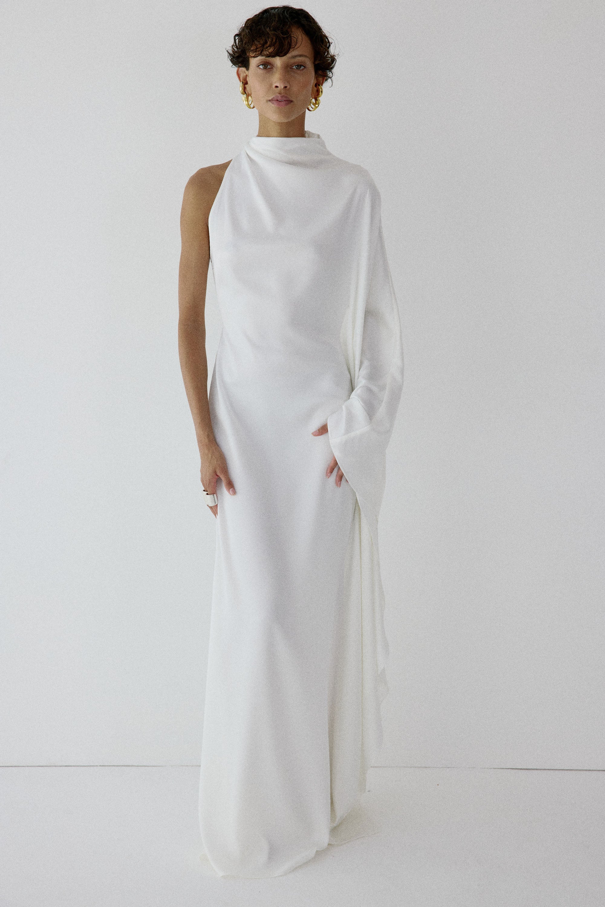 ODALUNA MAXI DRESS IN IVORY SATIN BACK CREPE