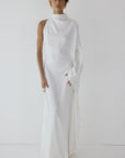 ODALUNA MAXI DRESS IN IVORY SATIN BACK CREPE