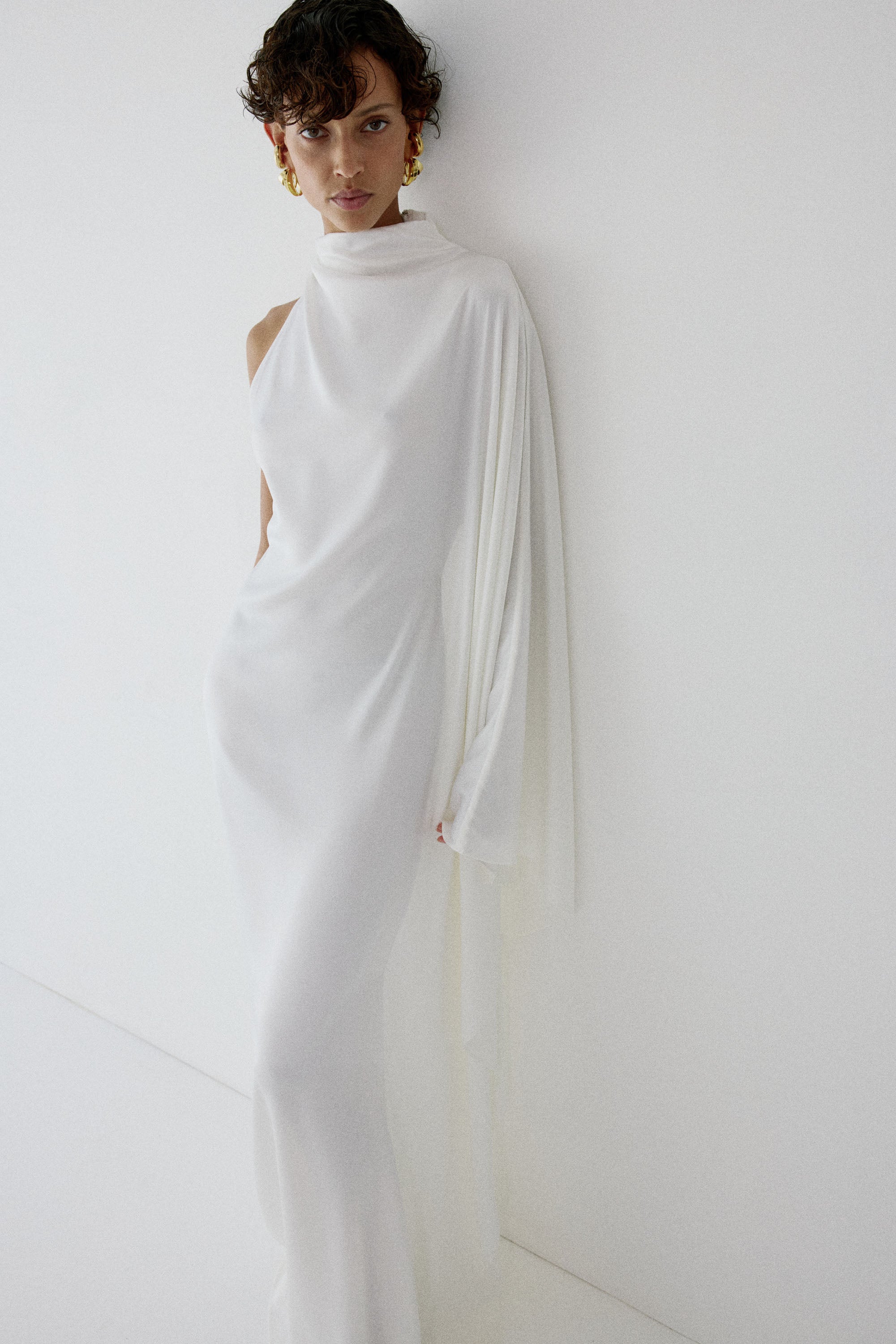ODALUNA MAXI DRESS IN IVORY SATIN BACK CREPE