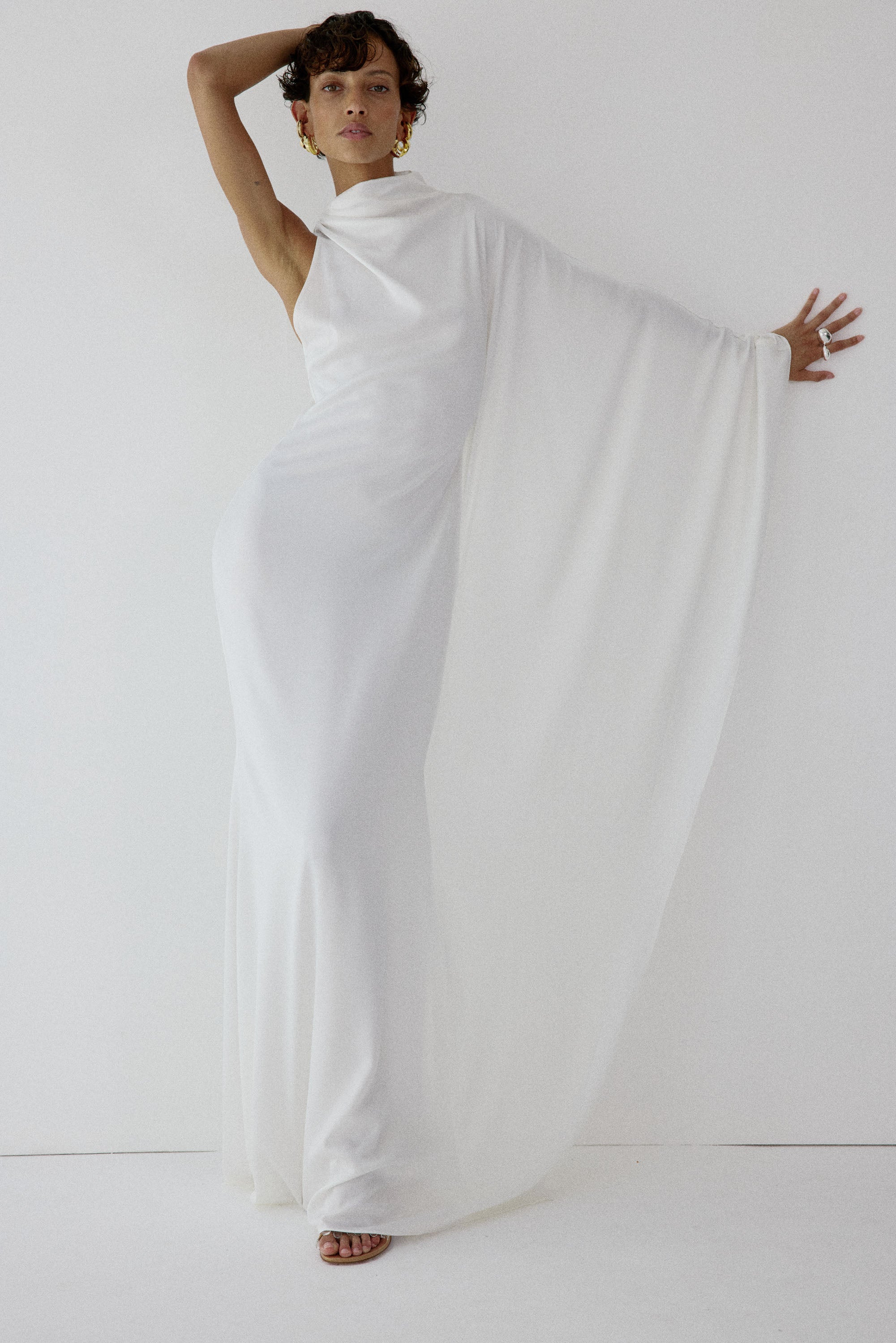 ODALUNA MAXI DRESS IN IVORY SATIN BACK CREPE